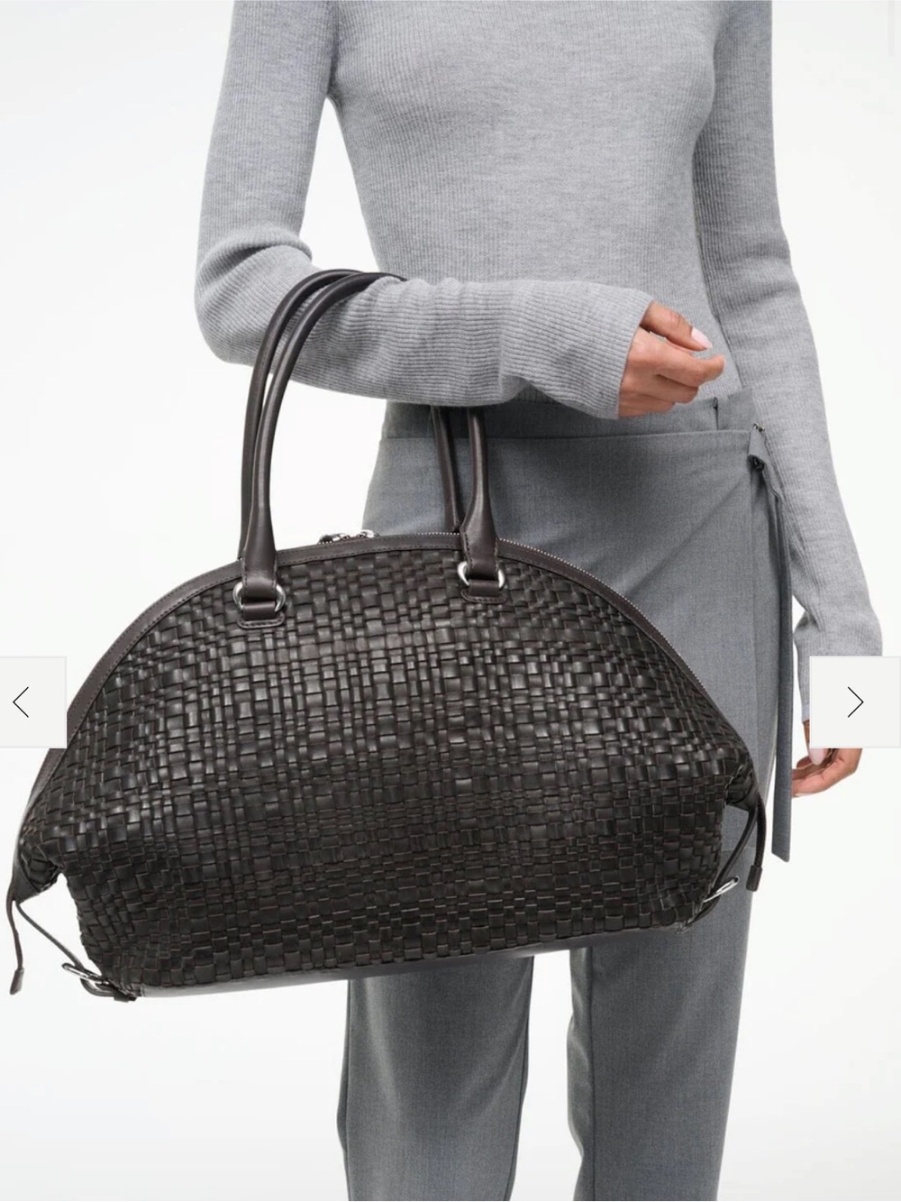 Staud HESTER SATCHEL ESPRESSO WOVEN LEATHER